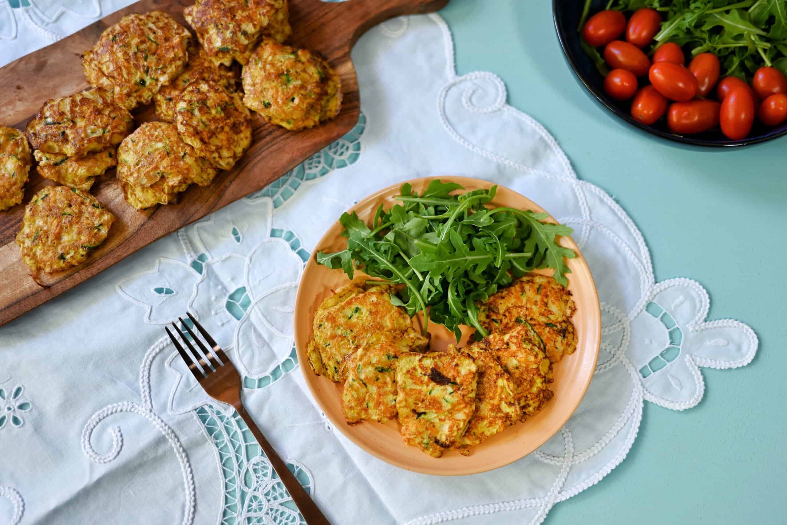 High protein vegetarian lunch: Halloumi Fritters